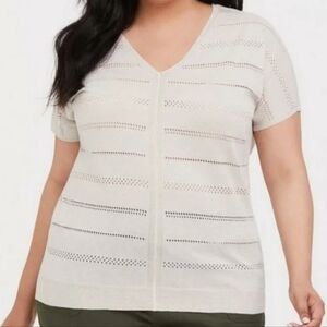 Torrid Women's Plus Lightweight Cream Short Sleeve Sweater/ Pullover. Size 1